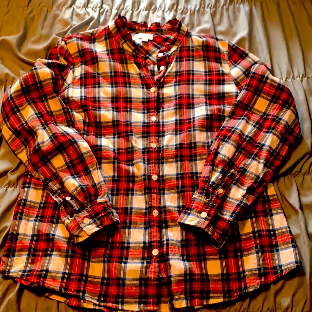 Gently used, J CREW~Red, White, Black & Blue Flannel 💙